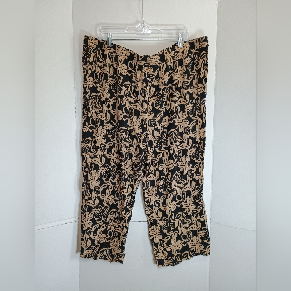 Robert Louis Floral Black and Tan Women's Pants Size 3X